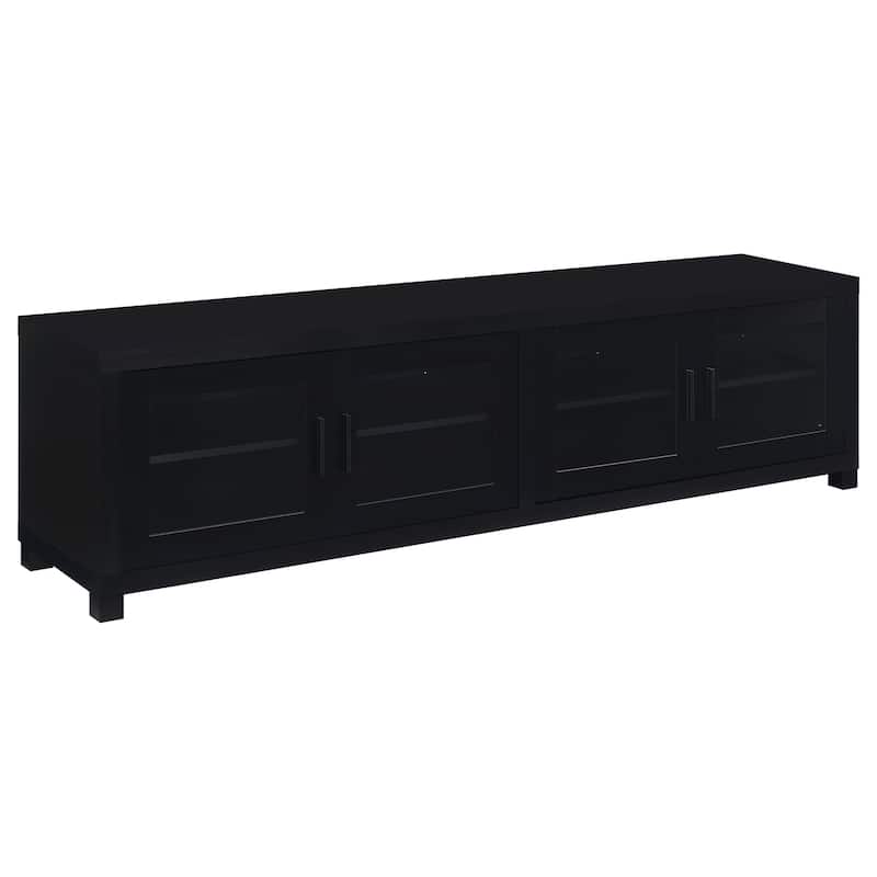 Jupiter 4-door Engineered Wood 79" TV Stand Black - Black