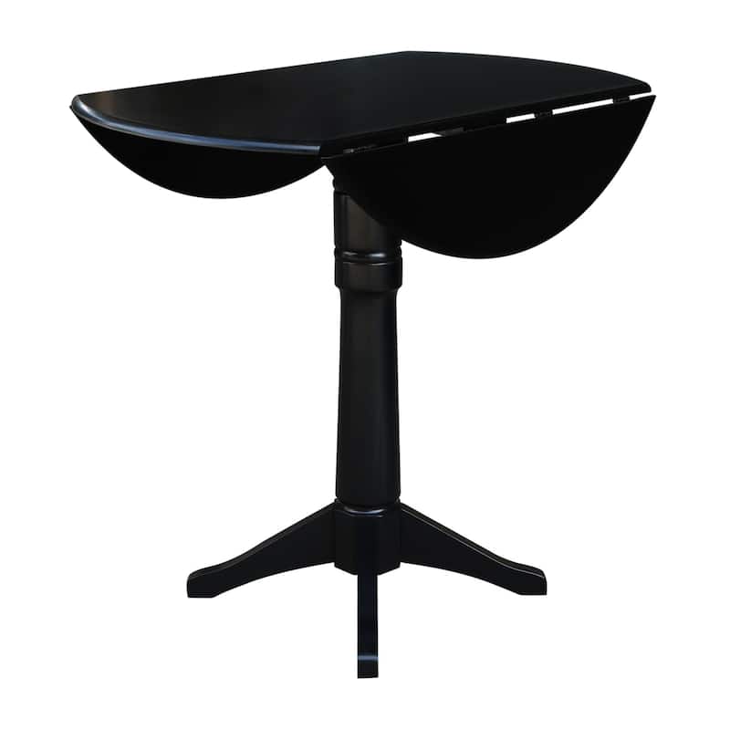 Round Dual Drop Leaf 42" Pedestal Table - Black