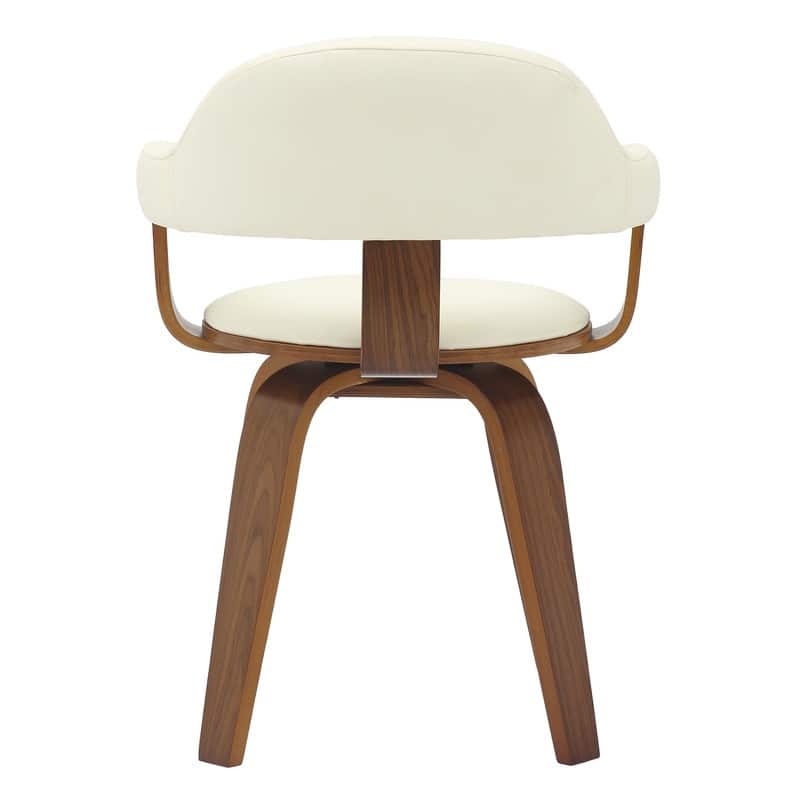 Brivo Modern Leather Swivel Accent Dining Chair in Solid Wood Frame with Open Curved Back Design for Home Living or Dining Room