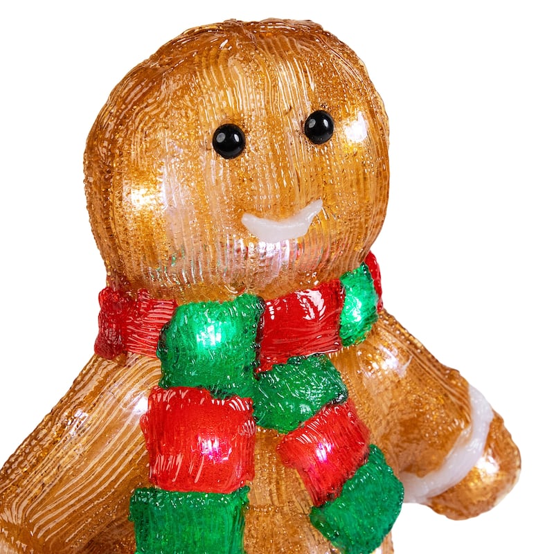 14" LED Acrylic Gingerbread Man Scarf Outdoor Christmas Decoration - Brown