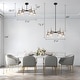 preview thumbnail 9 of 17, Beta Modern 6-Light Black Gold Glass Wheel Chandelier for Dining Living Room - 27.6'' Dia. x 12.6'' H