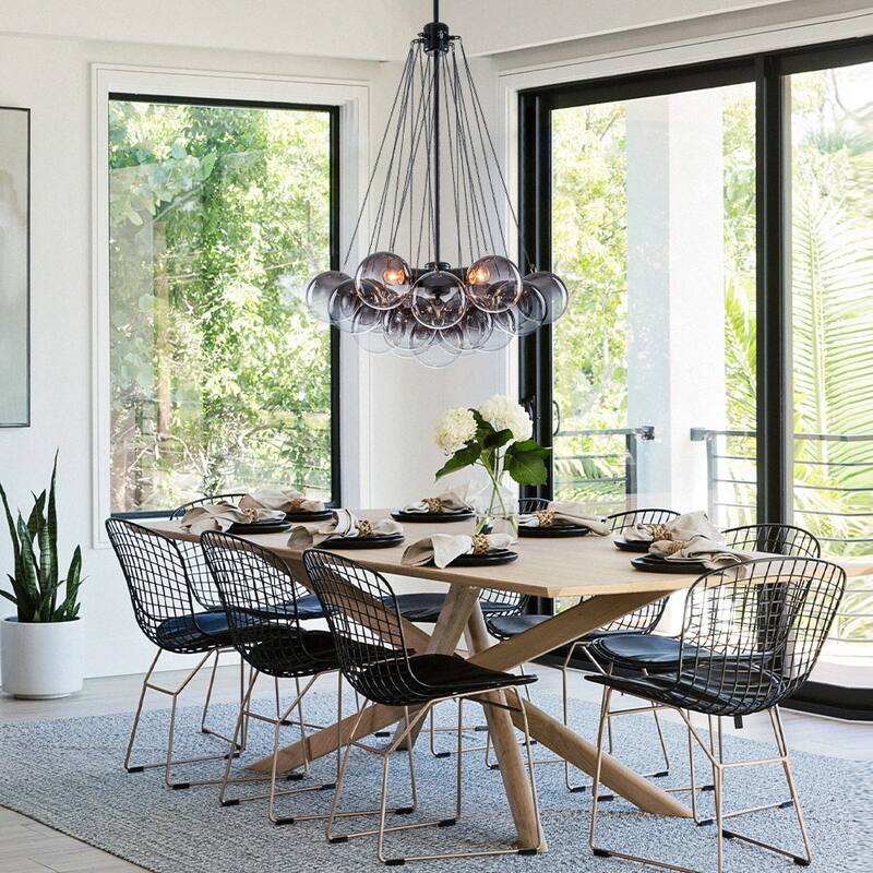 Dramatic 3-Light Gradient Transparent Glass Bubble Chandelier - 15.7 in