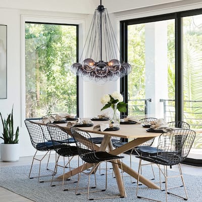 Dramatic 3-Light Gradient Transparent Glass Bubble Chandelier - 15.7 in