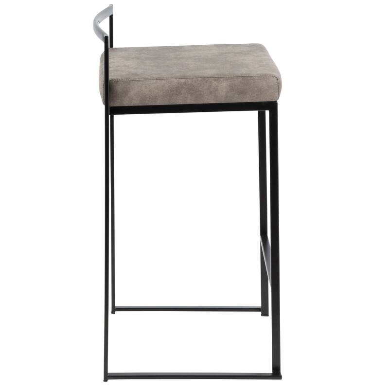Porch & Den Forrest Contemporary Black Stackable Fully Welded Counter Stool (Set of 2)