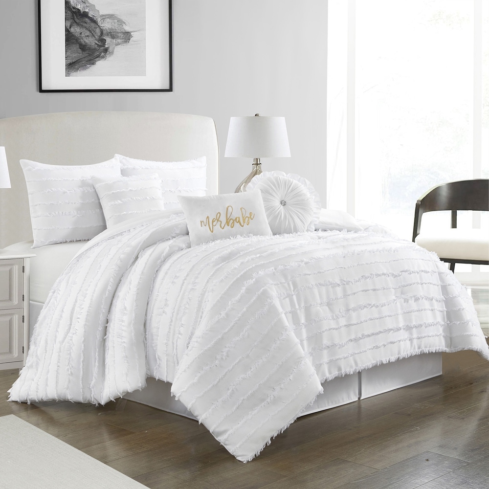 Bedsure White Queen Comforter Set - Bed in a Bag Queen 7 Pieces, Pintuck  Bedding Sets White Bed Set with Comforter, Sheets, Pillowcases & Shams