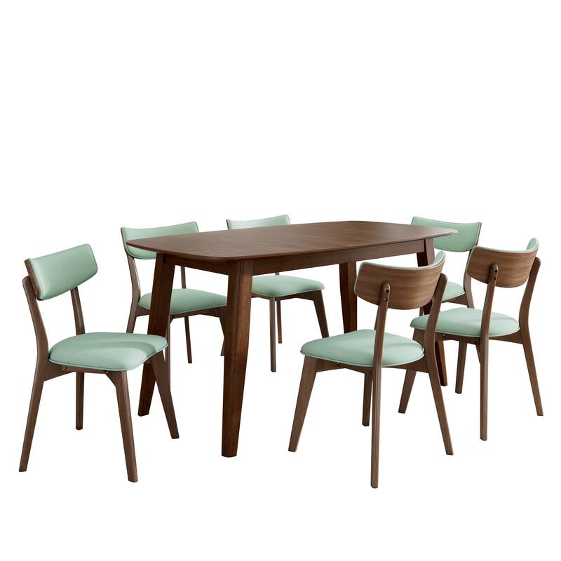 Darien Mid-Century Modern Upholstered Rubberwood Dining Set by Christopher Knight Home