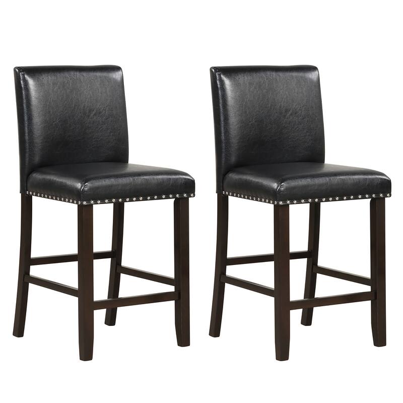 Gymax Set of 2 Bar Stools PVC Leather Counter Height Chairs for - Counter Height - Black - Single