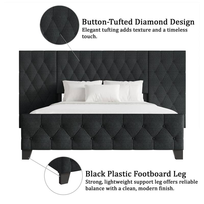 CraftPorch Modern Button Tufted Diamond Bed