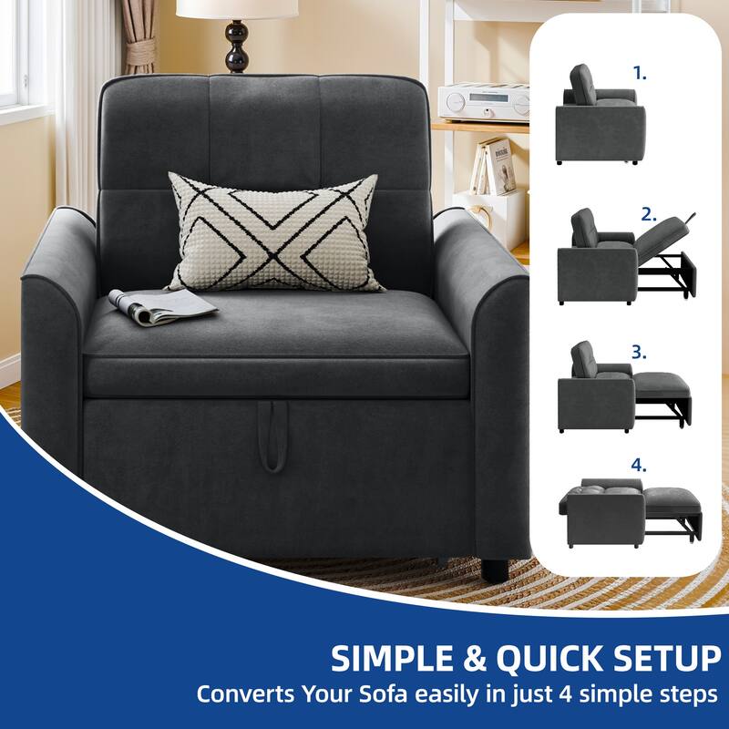 Moasis 3-in-1 Adjustable Sleeper Sofa Bed, Pull Out Chair Sofa for Living Room