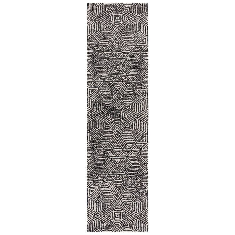 SAFAVIEH Handmade Micro-Loop Farzana Modern Wool Rug - 2'3" x 9' Runner - Ivory/Black