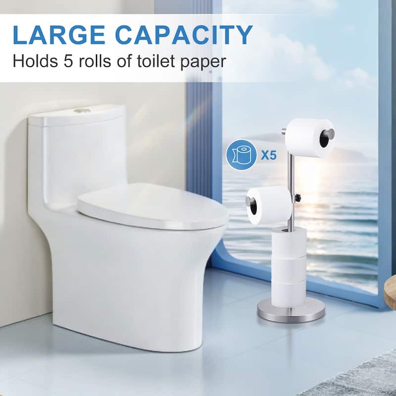 WOWOW Freestanding Bathroom Dual-Rod Toilet Paper Holder