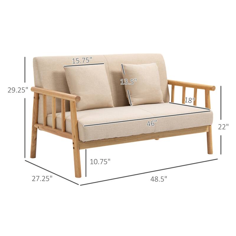 48" Loveseat Sofa for Bedroom, Modern Love Seats Furniture, Upholstered Small Couch for Small Space
