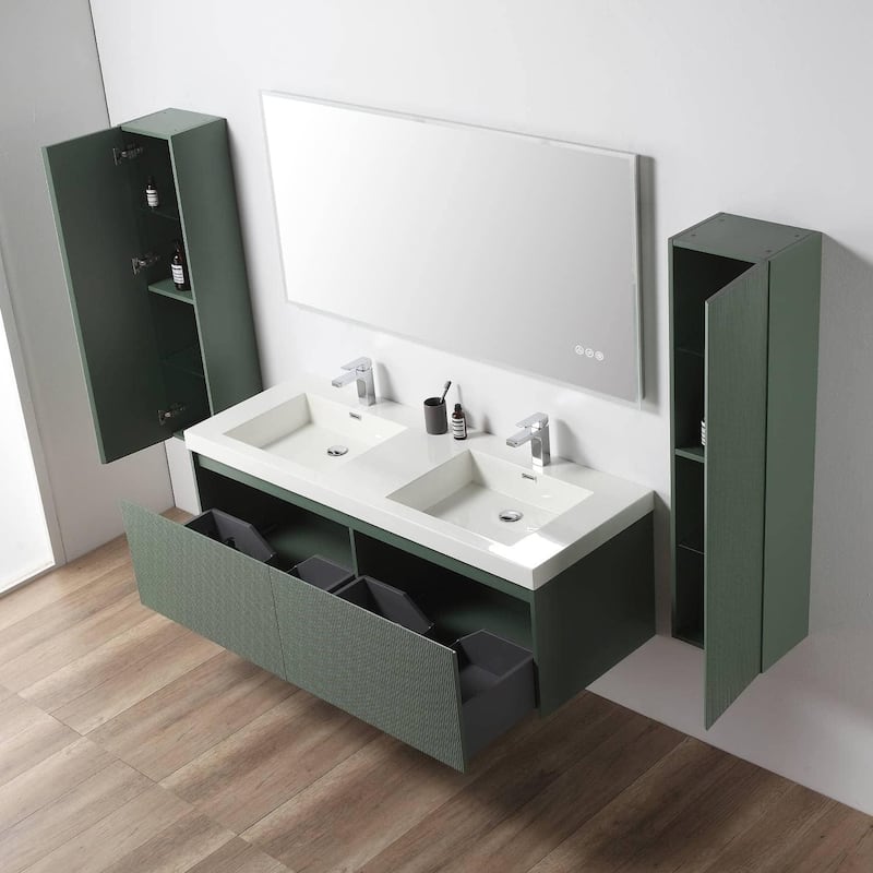 Blossom Positano 60" Floating Double Sink Vanity with Side Cabinets