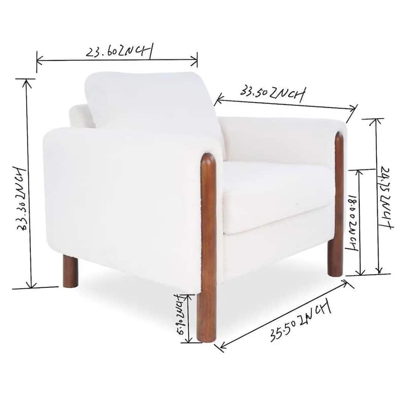 Christopher Knight Home Rowan Accent Chair Curved Handrails Single Sofa with Walnut Legs