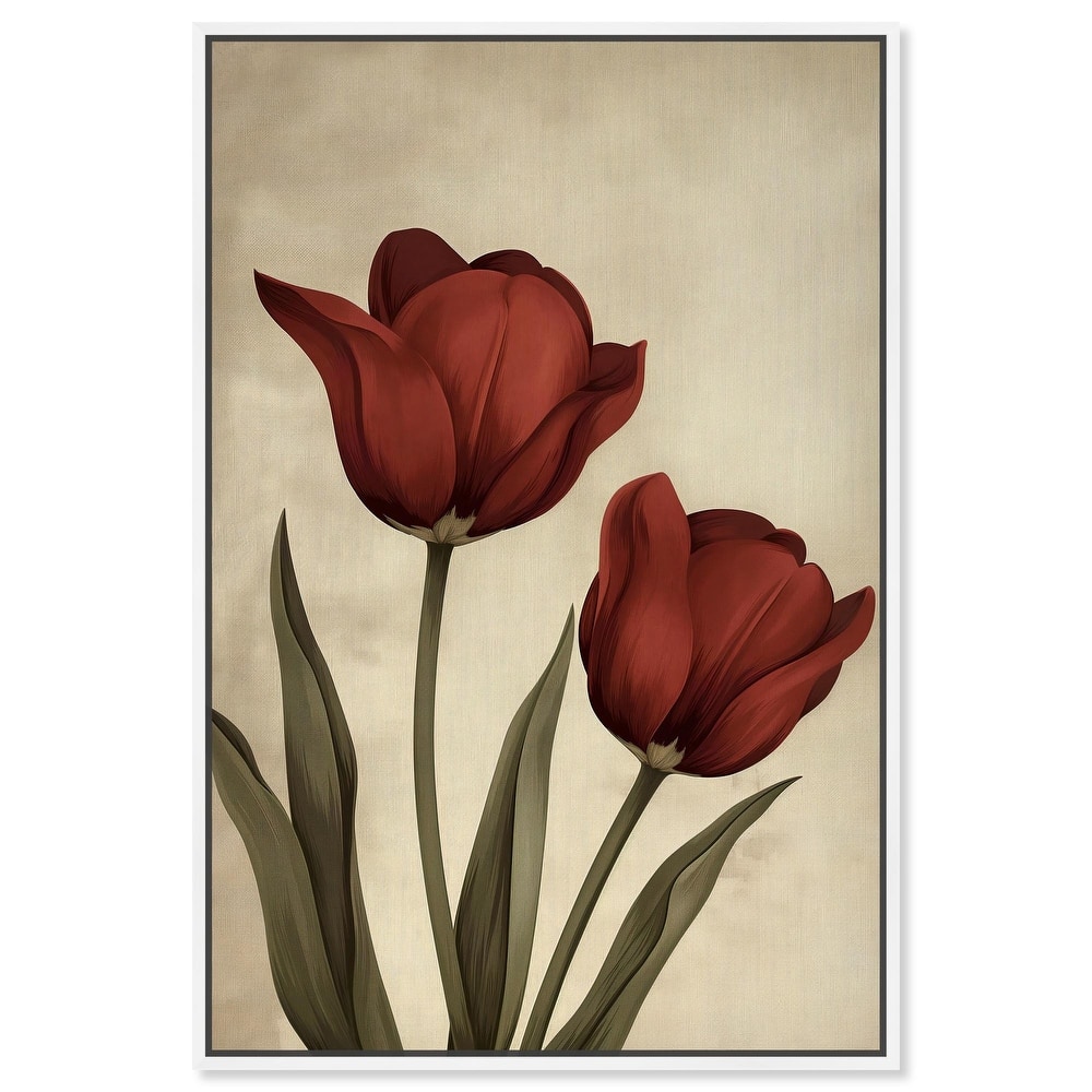 Deep Red Tulips Canvas by Art Remedy