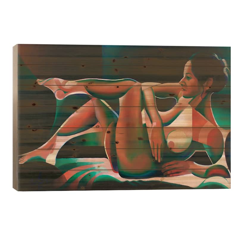 Solarized Roundism Print On Wood by Corné Akkers - Multi-Color - 18x26x1.5