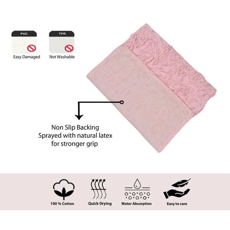 Bell Flower Bathroom Rug, Cotton Soft, Water Absorbent Bath Rug, Non Slip Shower Rug Machine Washable 24"x40" Rectangle