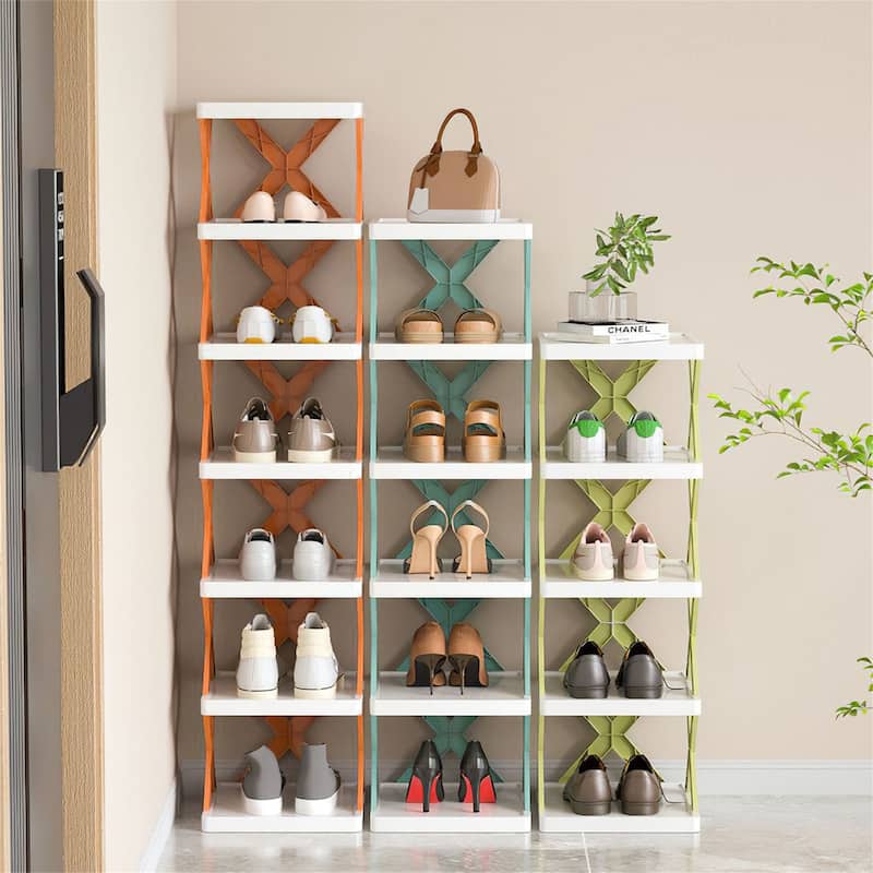 9 Tier Narrow Entryway Shoe Rack Plastic Vertical Shoe Organizer