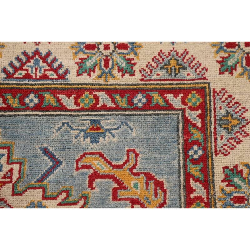 Light Blue Oriental Kazak Area Rug Hand-Knotted Wool Carpet - 4'0" x 6'0"