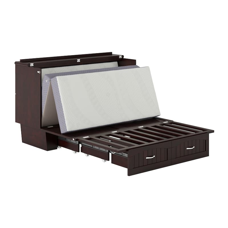 Nantucket Murphy Bed Chest with Mattress and Built-in Charging Station