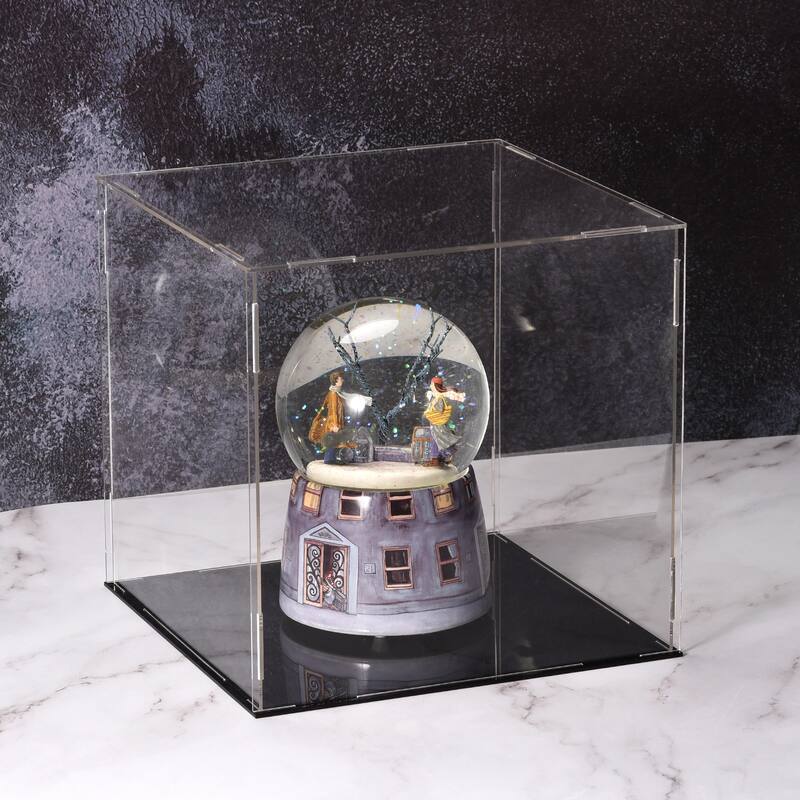 Acrylic Clear Display Case Box Dustproof Protection Showcase 25x15x30cm - Clear, Black