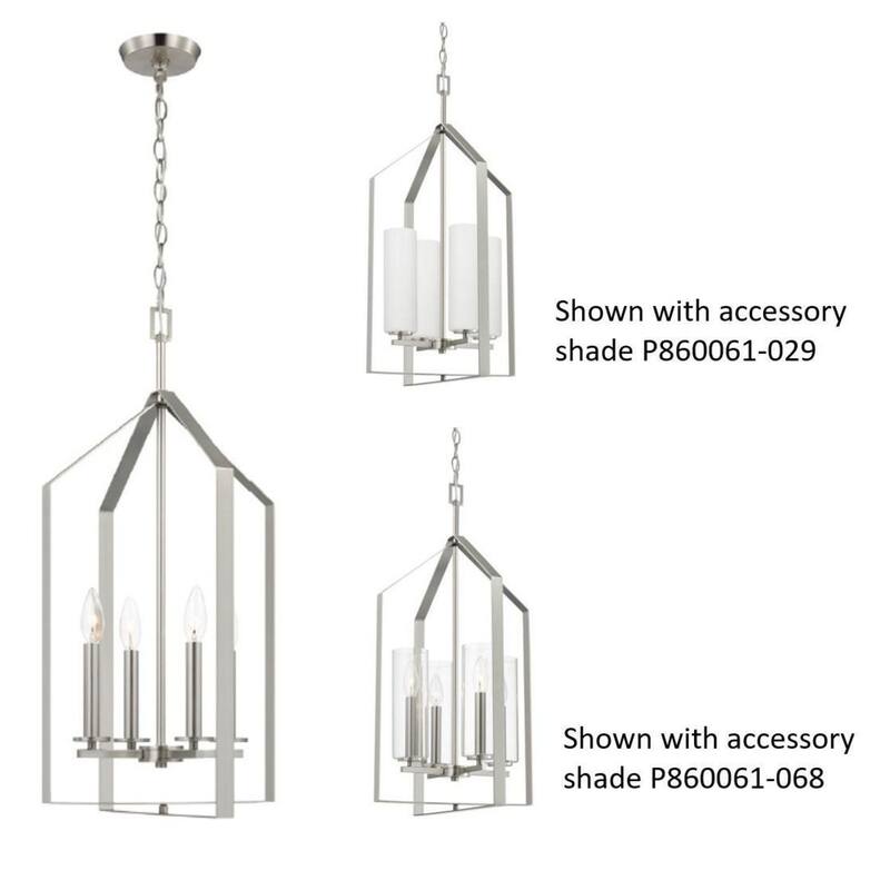 Vertex Collection Four-Light Brushed Nickel Contemporary Foyer Light - 15 in x 15 in x 28 in
