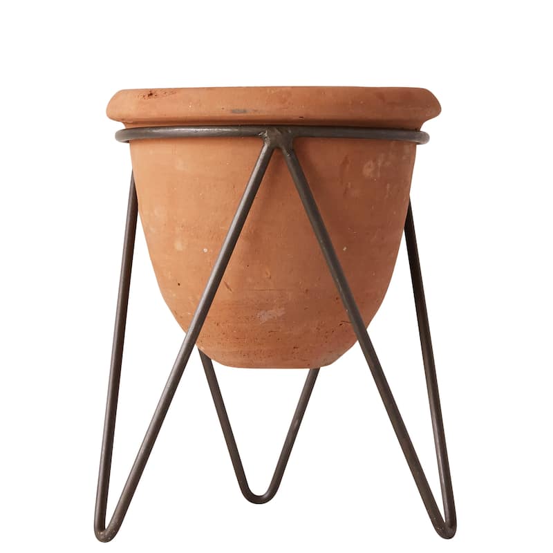 Terracotta Pot with Metal Stand