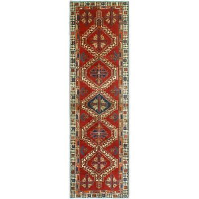 Fine Vintage Distressed Arman Red/Ivory Runner - 3'0" x 10'4"