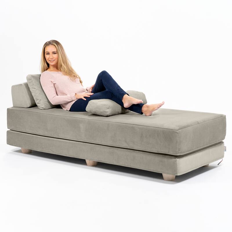 Jaxx Balshan Cushioned Micro-velvet Convertible Chaise Lounge Daybed