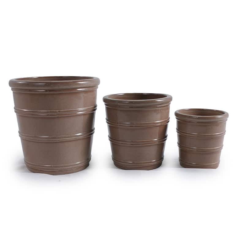 Antique Yellow Ceramic Garden Planter 16 Inch Round Flower Pot with Drainage Hole Weather Resistant Decor