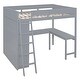 preview thumbnail 4 of 24, Full Size Wood Full Loft Bed Frame with Shelf and Ladder, High Fence, Space Saving, for Dormitory Bedroom Boys Girls Adults
