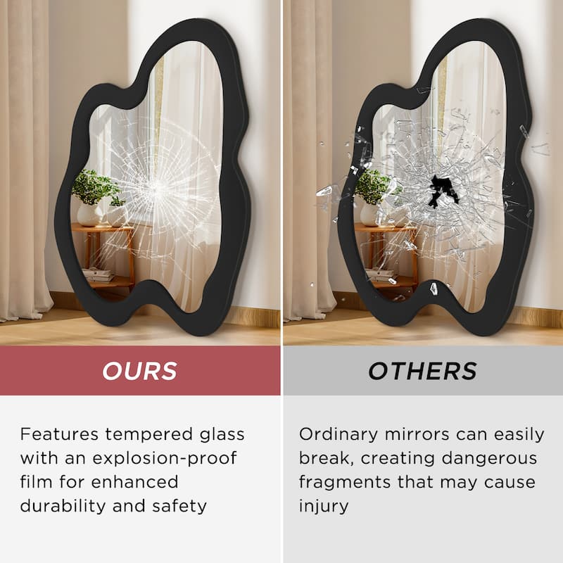 Wood Frame Decorative Asymmetrical Mirror Irregular Wall Mirror