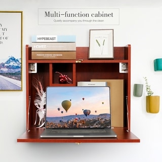 Brown Multifunctional Fold Down Laptop Computer Desk Wall Mounted