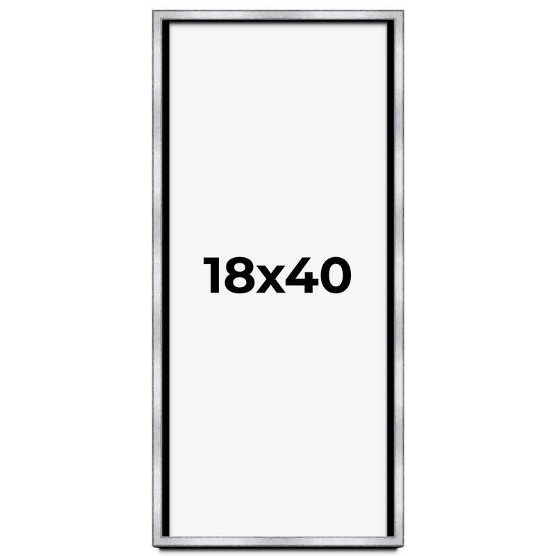 18x40 Shadow Box Frame Silver | 1.375 Inches Deep Real Wood