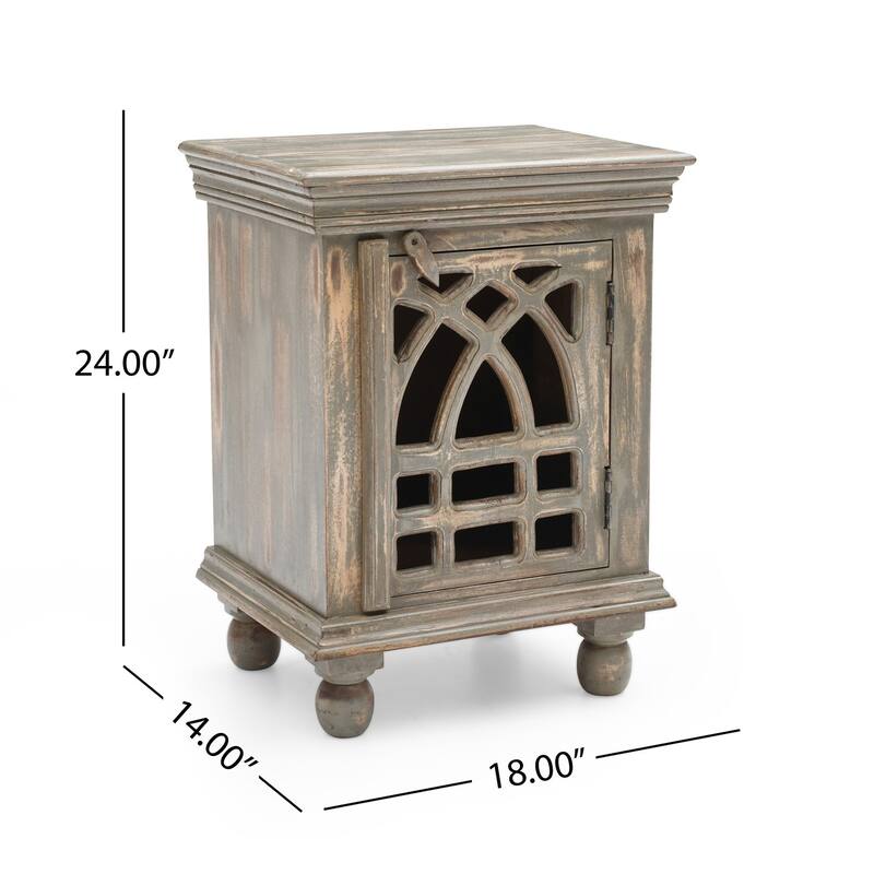 18 in Antique Grey Wood Nightstand