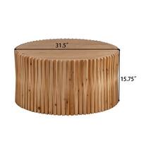Cylindrical Coffee Table with Vertical Texture Relief Design - Bed Bath