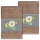 Authentic Hotel and Spa 100% Turkish Cotton Daisy 2PC Embellished Hand Towel Set - Latte
