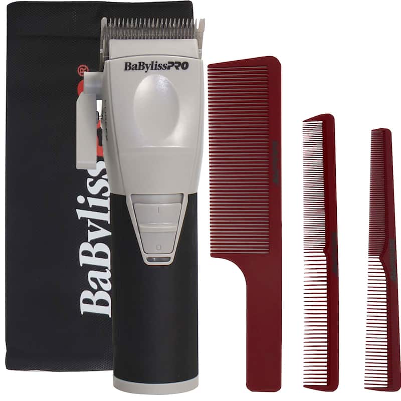BabylissPRO COREFX Professional Performance Hair Clipper - FX86 + Comb Set (Clipper, Cutting, Taper Combs) + Clipper Pouch - Gray