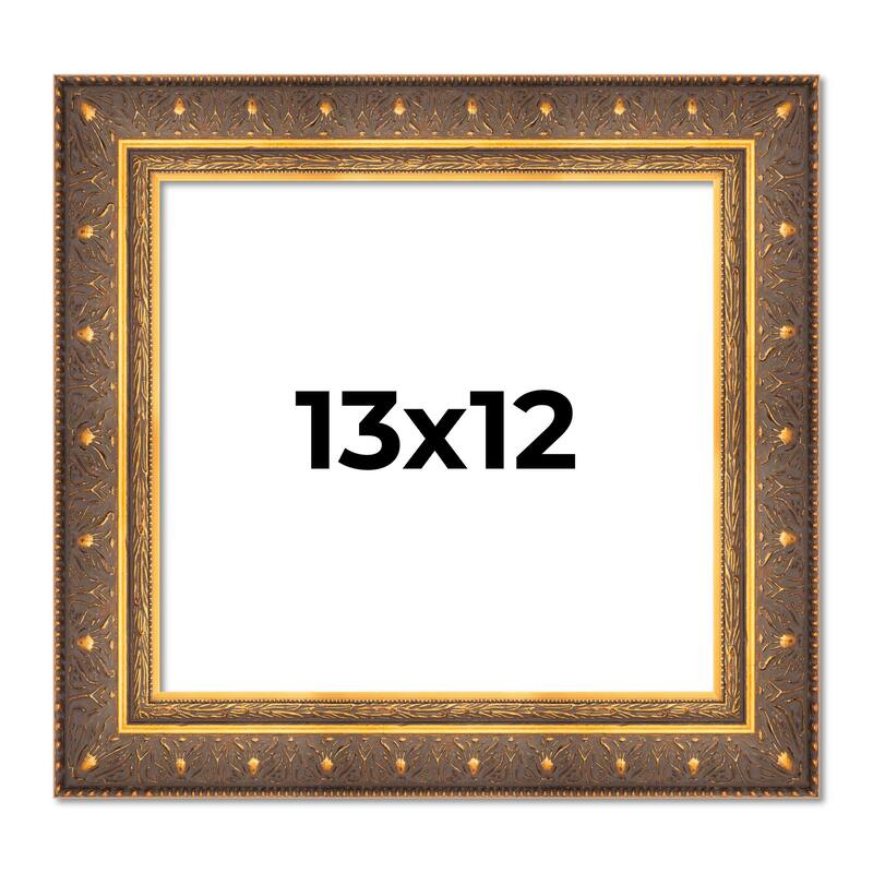 13x12 Frame Vintage Gold Solid Wood Picture Frame | 2.5 Inch Moulding