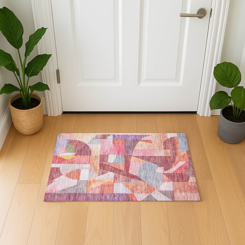 Premium Washable Super Soft Contemporary Mayfield Rug - Paprika - 1'8" x 2'6"