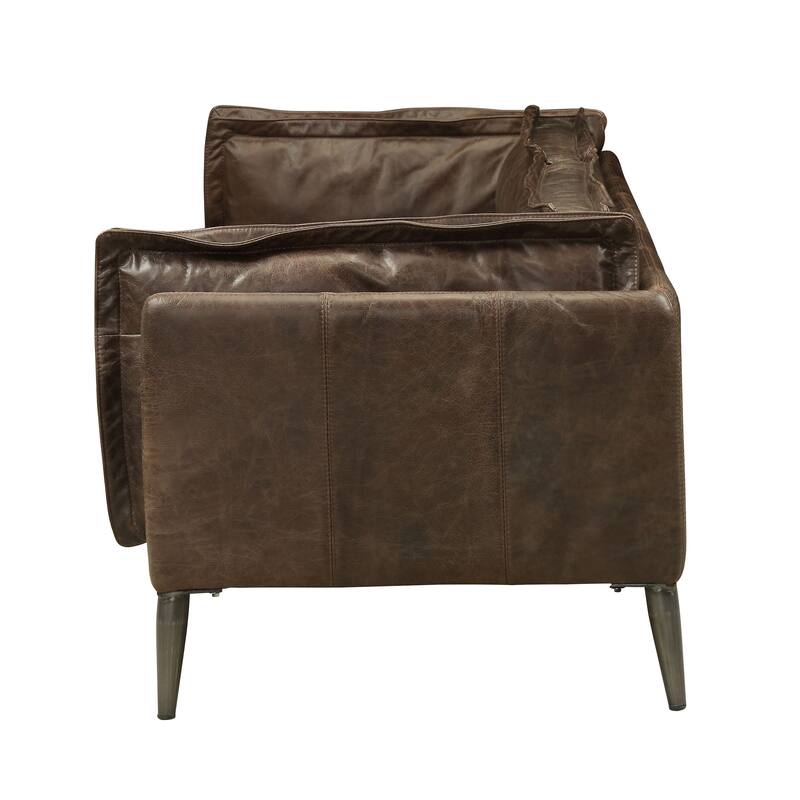 Andre Distress Chocolate Loveseat with Metal Tapered Leg