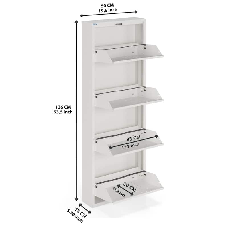 Antibacterial 4 Tier metal shoe cabinet front holes