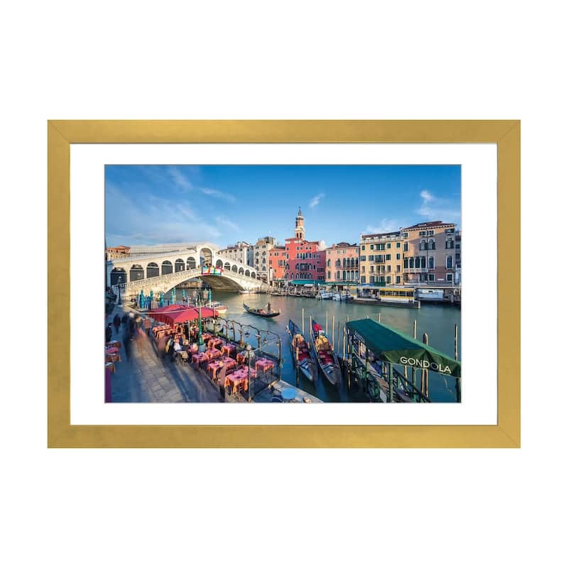 iCanvas "Rialto Bridge, Venice" by Matteo Colombo PFA - Gold - 24x32x1