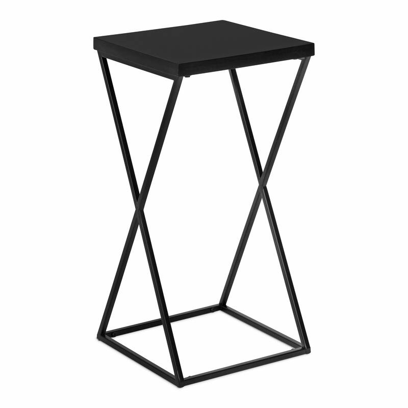 Kate and Laurel Elix Wood and Metal Table and Plant Stand - 12x12x24 - Black