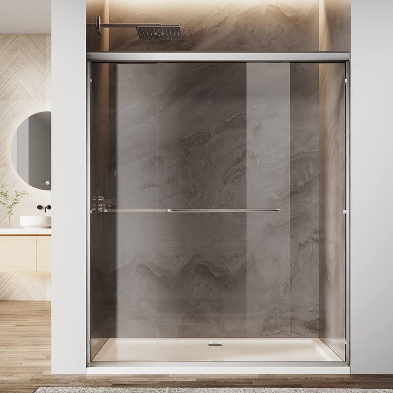Sunny Shower 60 in.W x 72 in.H Double Sliding Shower Door with 1/4 inch Clear Tempered Glass