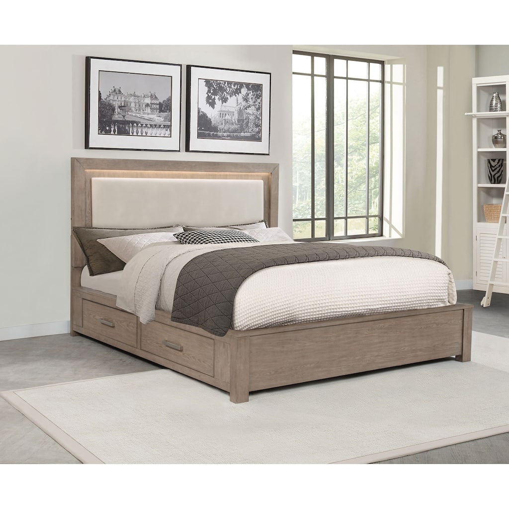 Kenora LED Storage Bed Barley Brown