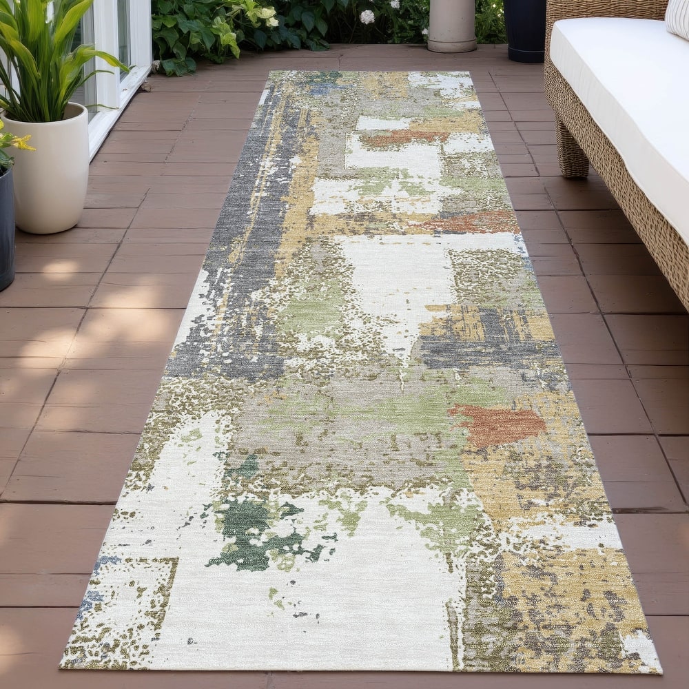 Machine Washable Indoor/Outdoor Casual Contemporary Chantille Rug
