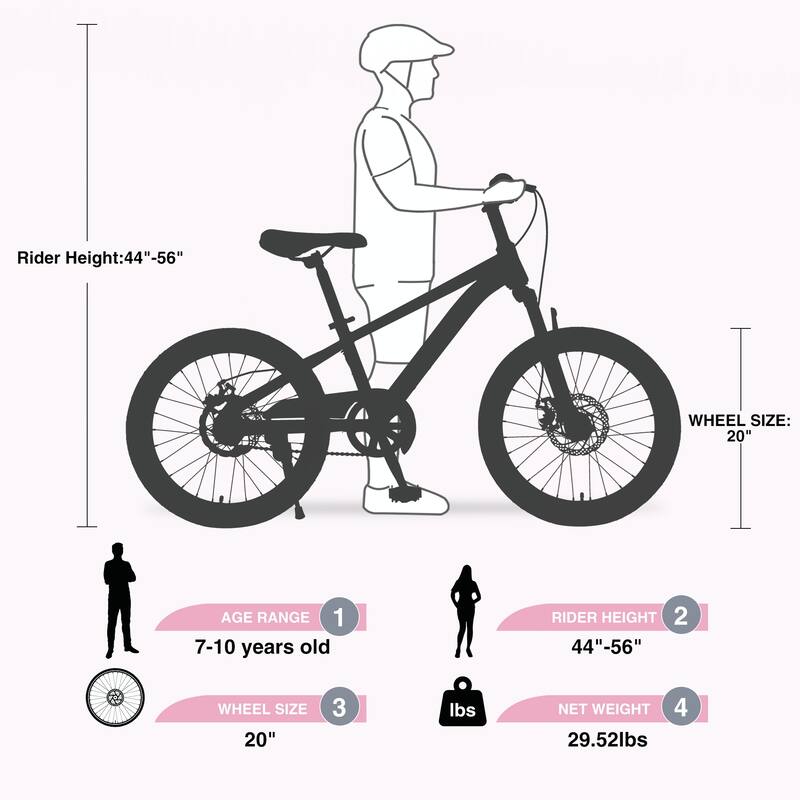 Mountain Bike,20 Inch for Boys and Girls Age 7-10 Years