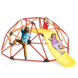 Gymax 8FT Climbing Dome w/ Slide Outdoor Kids Jungle Gym Dome Climber