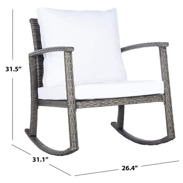 dimension image slide 1 of 4, SAFAVIEH Daire Outdoor Rocking Chair - 26" W x 31" D x 32" H